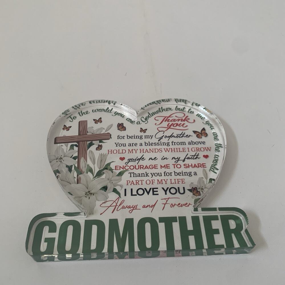Gift from Godchild Thanks for Being My Godmother Heart acrylic Keepsake